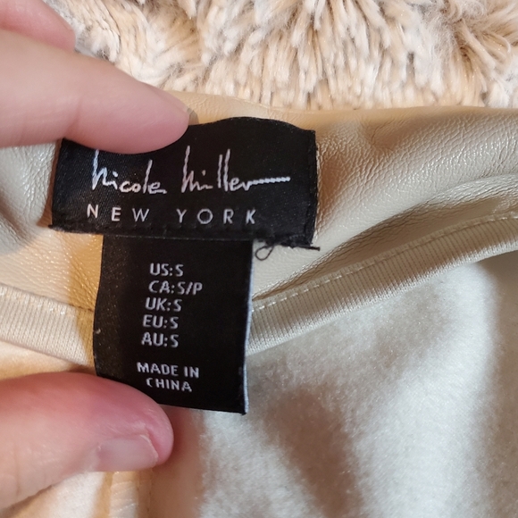 Nicole Miller Putty Tan Faux Leather Stretchy Skinny Leggings Small - Picture 7 of 10